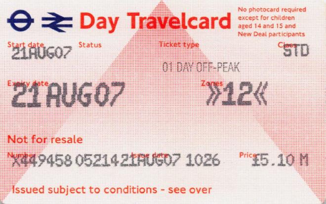 A London Transport travelcard