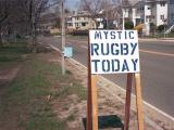 Sign advertising Mystic rugby