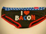 Underwear with 'I ❤️bacon' on the front