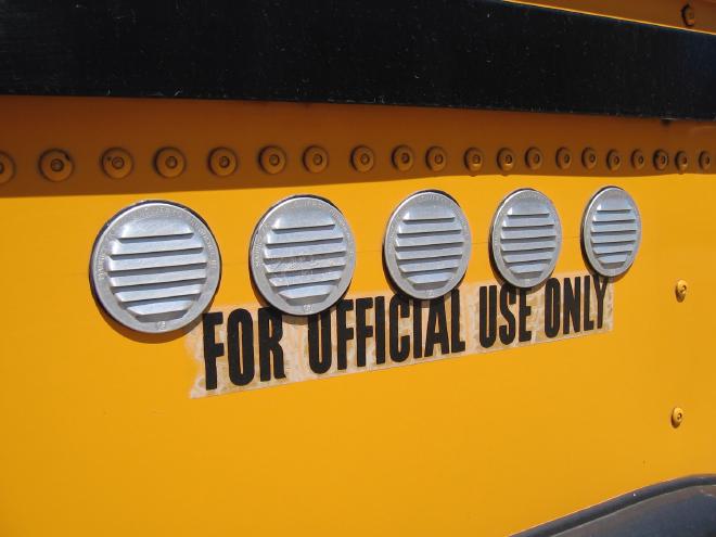 Detail from the side of a school bus