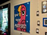 A Drib painting featuring the text 'Your vote matters'