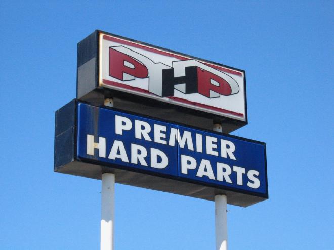 A sign saying 'Premier Hard Parts'