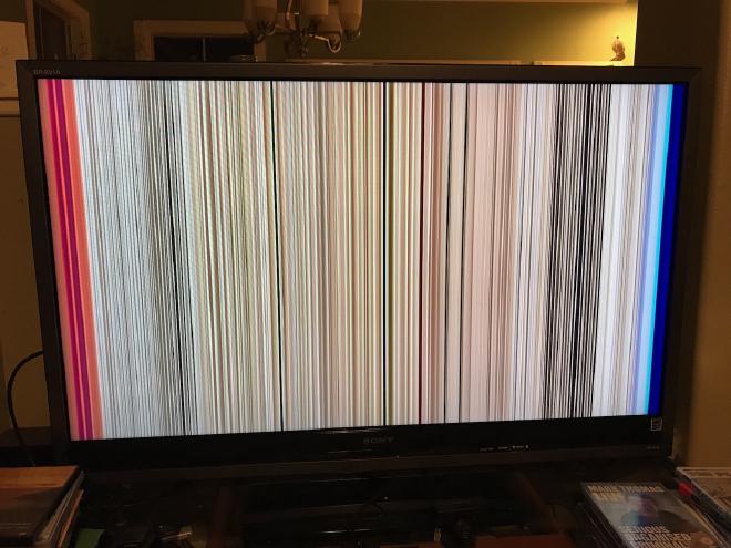 A broken HDTV screen