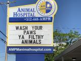 Sign: 'Wash ya paws, ya filthy animals.'