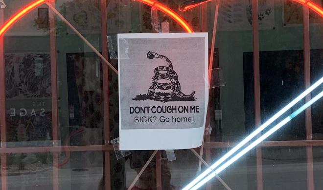 Sign in window: “Don’t cough on me”