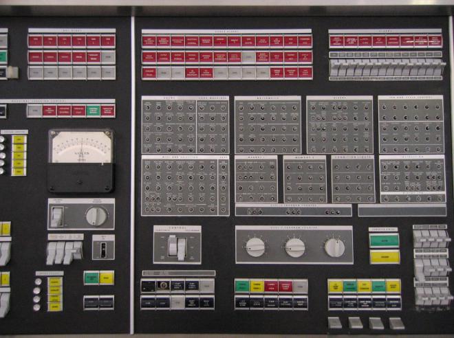 An IBM computer control panel