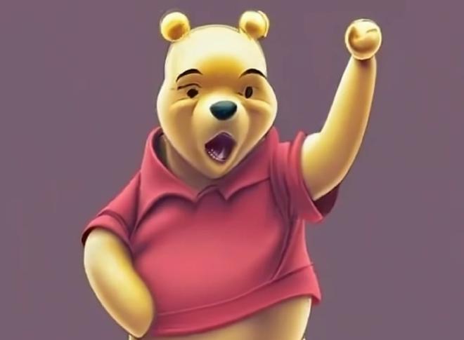 Pooh giving a fiery political speech