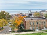 Looking downhill towards Duluth's port and lift bridge.